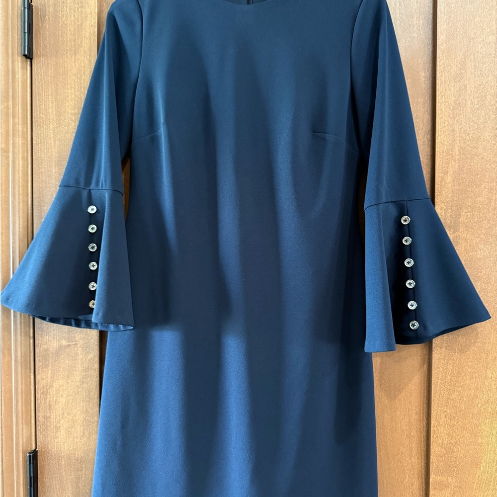 Tommy Hilfiger Scuba Dress Bell Sleeve Navy Blue Size 8 NWT